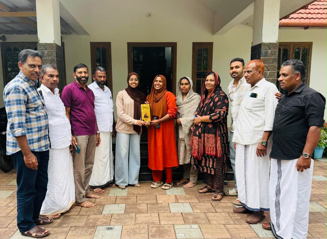 നീറ്റ് പരീക്ഷയിൽ മികച്ച റാങ്ക് കരസ്ഥമാക്കിയ ഷാദിയ ഫാത്തിമ പി.കെയെ അനുമോദിച്ചു