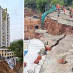 റോഡ് ഇടിഞ്ഞുതാണു; ആക്കുളത്തെ ഫ്ലാറ്റിൽനിന്ന് അടിയന്തര ഒഴിപ്പിക്കൽ: 63 ഫ്ലാറ്റിലായി 120 താമസക്കാർ