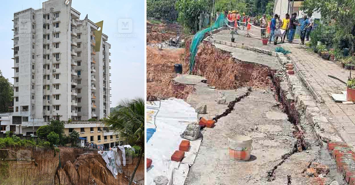 റോഡ് ഇടിഞ്ഞുതാണു; ആക്കുളത്തെ ഫ്ലാറ്റിൽനിന്ന് അടിയന്തര ഒഴിപ്പിക്കൽ: 63 ഫ്ലാറ്റിലായി 120 താമസക്കാർ
